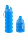 ZQBDFC Rainbow Collapsible Sports Water Bottle for Kids, Students, Reusable BPA Free Silicone Foldable Water Bottles for Travel Camping Hiking (Light blue)