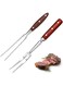 Patelai 2 Pieces Forged Carving Forks with Color Wooden Handle and Stainless Steel Meat Fork Barbecue Fork for Kitchen Roast (12 Inch, 14 Inch)