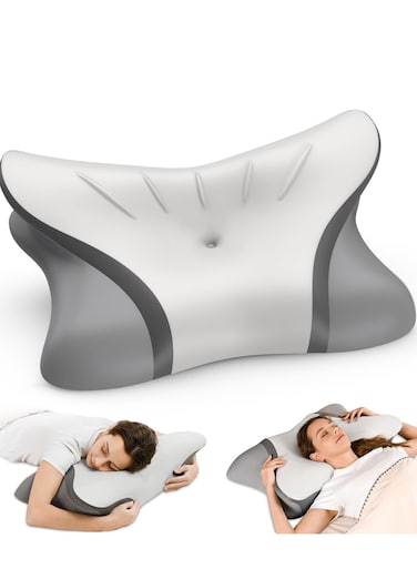 Cervical Neck Pillow for Pain Relief, Ergonomic Side Sleeping Pillow, Orthopedic Pillow for Side Sleepers, Memory Foam Pillows with Cooling Pillowcase, Neck Support Cushion