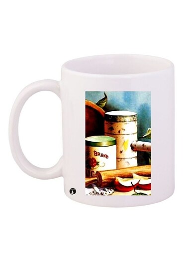 Kitchen Tool Printed Coffee Mug White/Brown/Green 11ounce