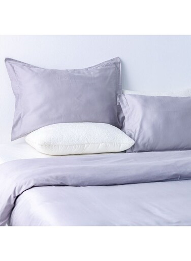 HOME Serene 3-Pc Cotton Queen Duvet Cover Set - Luxurious 100% Cotton, 300 TC, Grey - Includes Duvet Cover &amp; 2 Pillow Shams - Ideal For Elegant Bedroom Decor