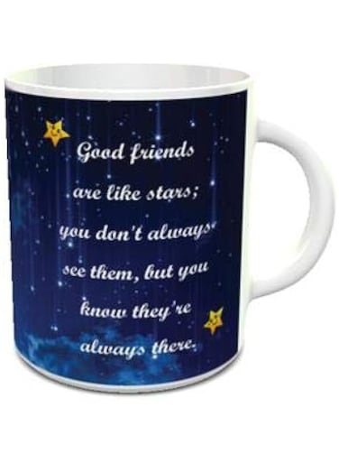 Impress Good Friends Quote Design Ceramic Coffee Mug (White)