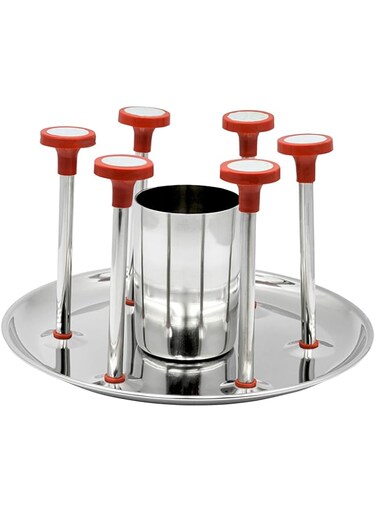 action Steel Glass &amp; Spoon Stand Tableware, Silver, AKW332