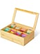 XICEN Natural Bamboo Tea Box Storage Organizer, 8 Compartments Tea Bag Holder with Clear Acrylic Top Window, Natural Wooden Finish Tea Storage Organizer (covered 8 Compartments)