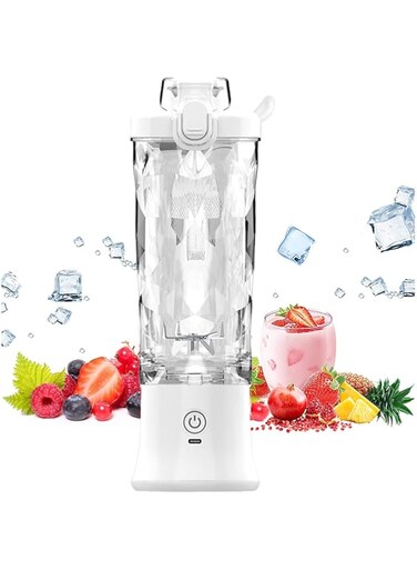 Wireless Portable Blender, Personal Size Hand Blender, Electric Juicer Blender（Usb Rechargeable), 6 Stainless Steel Blades Mini Travel Blender Smoothie Maker, Fruit and Milk Shakes - 600ML