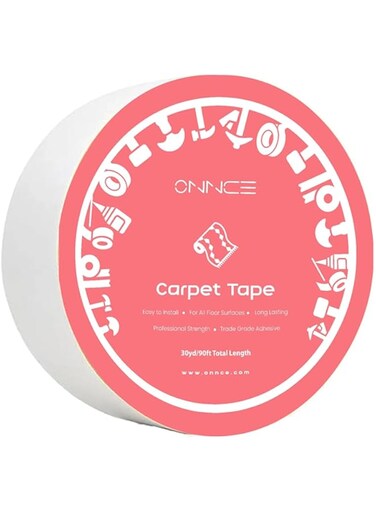 ONNCE Double-Sided Carpet Tape &ndash; 90ft Roll   Heavy-Duty Rug Grip Tape for Hardwood, Tile &amp; Laminate Floors   Strong Anti-Slip Adhesive for Rugs, Mats, Pads &amp; Runners   Residue-Free &amp; Easy to Use