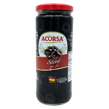 Acorsa Black Sliced Olives Jar, 470g