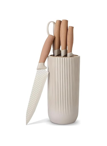 Kitchen Knife Set with Stainless Steel Super Sharp Blades   Universal Knife for Meat, Fish, Home &amp; Restaurant Use   Durable Cutting Knives with Stand for Easy Storage