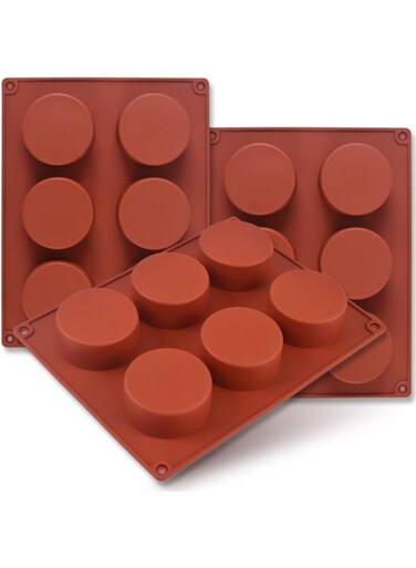 Newk Cylinder Silicone Mold, 3 Packs 6-Cavity 2" Round Cylinder Mold for Cupcake, Handmade Soap Molds, Muffin, Cake, Cheesecake, Brownie, Chocolate Cover