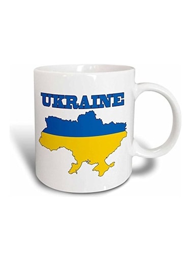 Flag Of The Ukraine Printed Ceramic Mug White/Blue/Yellow