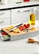 Bamboo Cutting Board with Pull-Out Drawer Tray, Anti-Slip Hangable Chopping Board, Multi-Functional Kitchen Cutting Board for Home