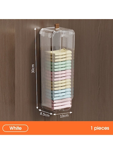 Wall Hanging Plastic Sock Organizer &acirc;&euro;&ldquo; 12 Pairs Capacity, Transparent Closet Storage Box for Wardrobe &amp; Laundry Room