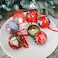 Christmas Decorations Tinplate 4PCS Balls With Ribbon Candy Storage Jar Promotional Gift Custom Christmas Tin Ball for Christmas tree hanging decoration balls, New year, Christmas party, RED,