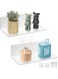 Acrylic Small Adhesive Wall Shelves, Mini Floating Shelves, Acrylic Display Shelves, Ledges For Pop Figures, Plant, Picture Photo Modern Wall For Bedroom Decor Living Room (2 Pcs 9" - White)