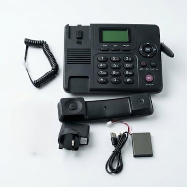 4G Wireless Desktop Telephone with LCD Display, SIM Support, FM Radio &amp; Rechargeable Battery