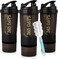 365 DAYS 500ml Protein Shaker Bottle [Set of 3], 3 Layer Non-Slip Plastic Shaker Cup with Pill Tray and Protein Powder, Suitable for Home Office Gym Car Sport (Black)