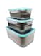 Lyaakit Stainless Steel Lunch Box, Rectangle Stainless Steel Bento Box, Airtight Container, BPA-Free, for Kitchen, Picnic, Work, Set of 3, (500ml, 1000ml, 1500ml)