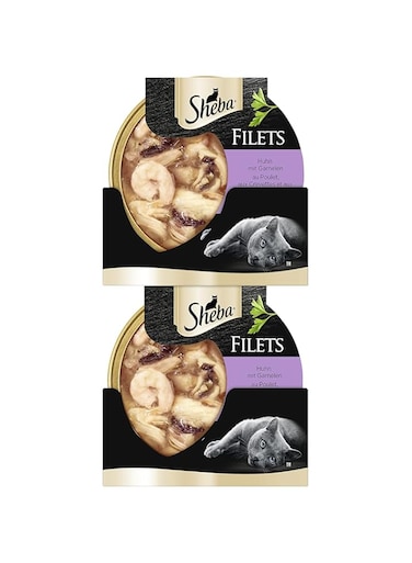 Sheba Cat-Food Chicken with Shrimp &amp; Tuna Filets, from Natural-Chicken Breast, Wet Food made for Reliable Consumption, Enriched - the Necessary Nutritional Requirements, Pack of 16x60g