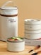 Portable Insulated Lunch Box with 3 Separate Stackable Thermal Bento Box 304 Stainless Steel Food Lunch Container Set with Lunch Bag Beige