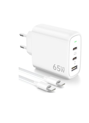 65W PD45W Dual Type-C+QC3.0 USB Multi Compatible Laptop Adapter EU + US + AU + UK