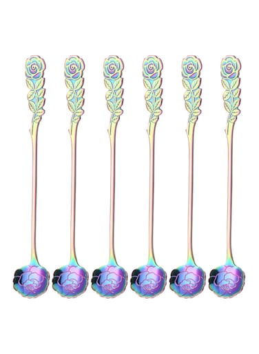 Mirror Finish Stainless Steel Iced Tea Spoons Set Multicolour 17.4cm