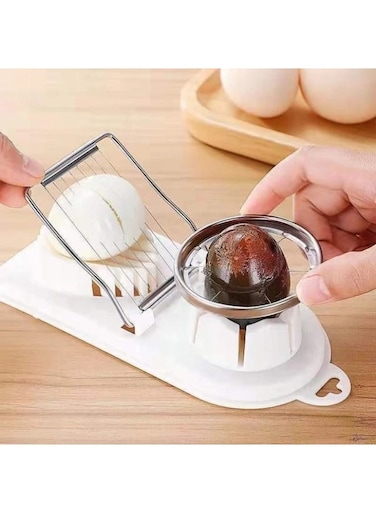 Egg Slicer &amp; Wedge Cutter &acirc;&euro;&ldquo; Stainless Steel Wire Hard-Boiled Egg Cutter for Perfect Slices &amp; Segments