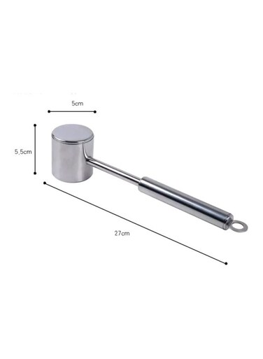 Stainless Steel Long Handle Meat Hammer Silver 27x5.5x5cm