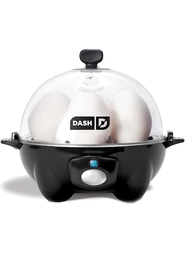 Dash Rapid Egg Cooker: 6 Egg Capacity Electric Egg Cooker for Hard Boiled Eggs, Poached Eggs, Scrambled Eggs, or Omelets with Auto Shut Off Feature, Black, 2 years warranty