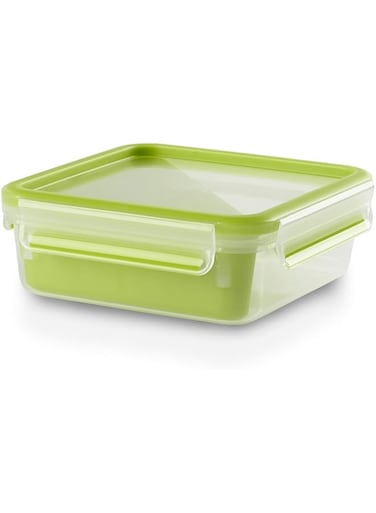 TEFAL MAsterSeal Food Keeper 0.85 Litre Sandwick Box Square Food Container, Green/Clear, Plastic, K3100812