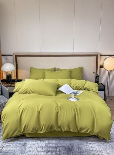 Home Single Size 4 Piece Duvet Cover Set Premium Quality Green Color.
