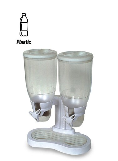 Double Cereal Dispenser White 13.5x7.5x16.3inch