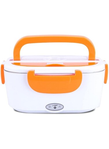Dubai Gallery Multifunctional Portable Electric Heating Lunch Box -Orange/White 9.37 X 6.69 X 4.25in