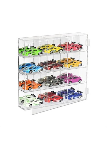Rose Acrylic - Display Case with Mirrored Back, Clear Wall Mounted or Desktop 12 Compartments Display Cabinet Shelves Stand for Collectibles, Small Pop Figures,or Jewelry, 10.7 W x 2 D x 10 H in