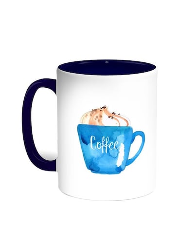 Cup Of Coffee In A Foam Printed Mug Blue/White 11ounce