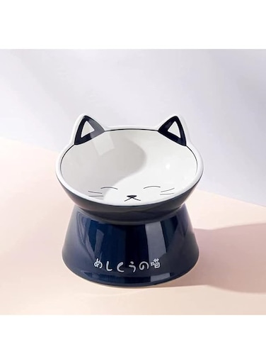 Coclux Cat Bowl, Ceramic Elevated Cat Bowls for Cats and Small Dogs, Non Slip Wide Tilt Cat Food Bowl, Anti Vomiting Protecting Pet's Spine, Dishwasher Safe
