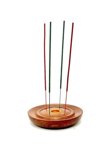 Sogra Teak Wooden Handicraft Bowl Shape Wet dhoop batti Stand   Incense/agarbatti Stick Holder   Bowl (Brown)