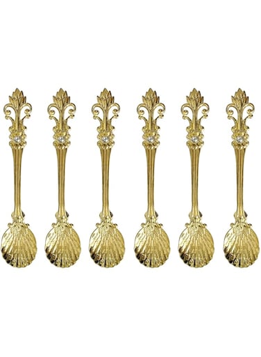 fanquare 6 Pack Mini Spoons Coffee Espresso Demitasse Vintage Tea Spoon 4.5",Gold