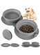 Rayyan Collapsible Dog Bowls,Pet Folding Bowl,2 in 1 Foldable Expandable Travel Pet Food Feeding Dog/Cat Bowl with No Spill Non-skid Silicone Mat and Carabiner Clip for Traveling,Hiking,Camping(Gray)