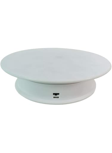 eWINNER Motorized Rotating Display Stand 8 Inches Electric Turntable White Revolving Base for 360 Degree Product Images or Jewelry Collectible Display
