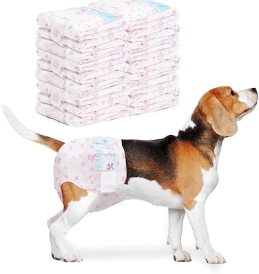 . 10 pieces Dog Nappies Female,Disposable Dog Belly Bands for Female Dog,Super Absorbent &amp; 360&deg;Leakage Protection,Preventing Dogs from Marking and Urinating in the Room,M size for 3-7kg,Pink