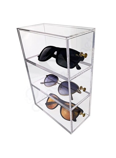 Planet Acrylic Storage Organizer Drawers for Cosmetics, Sunglasses, Makeup, Thoughtful Valentine Gift for Women(3 Level L)