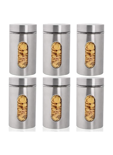 Stainless Steel Food Storage Canister Sets,Set of 6 Airtight Sugar Coffee Tea Candy Storage Jars 950ml
