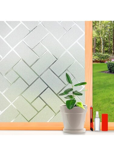 Window Privacy Film, Frosted Glass Static Cling Window Sticker for Home, Static Clings Removable Frosting Bathroom Door Window Covering, 17.5 inch x 78.7 inch