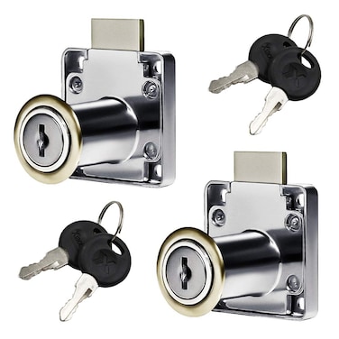 AL ARQAM 2pcs 32mm Cabinet Locks with Keys &ndash; Zinc Alloy Drawer &amp; Showcase Locks for Furniture