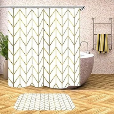 AL ARQAM Shower Curtain for Bathroom 178x183CM with 12 PCS Plastic Hooks