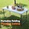YALLABUYIT Portable Folding Plastic Table - 3 Adjustable Heights, Table Top &amp; Steel Frame, 122 x 60.5 x 56 cm Open Size, Foldable for Easy Storage