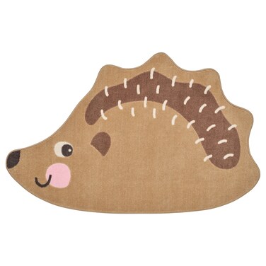 YALLABUYIT Rug, hedgehog shaped/brown, 94x150 cm
