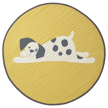 YALLABUYIT Quilted blanket, puppy pattern dot pattern/yellow white, 105 cm