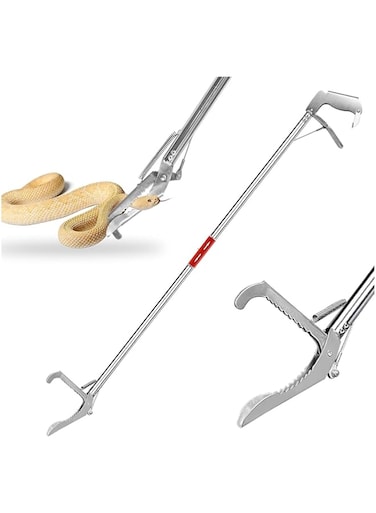 THE WHITE SHOP 75cm,Snake Tongs Collapsible Grabber, Stainless Steel Professional Outdoor Catch, Easy to Carry, Rattlesnake Grabber, Wide Serrated Jaw Handling Too Bend 75cm Folding with lock + snake