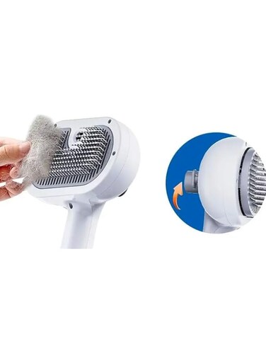 Pet Grooming Brush for Dogs and Cats, Self-Cleaning Slicker Brush with Spray options and Retractable Bristles,Fur Remover fully waxed White color